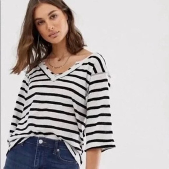 We The Free Head In The Clouds Linen Cotton Crop Boxy Boho Distressed Top Small - Picture 1 of 15